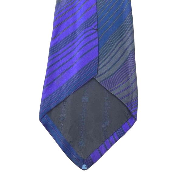 PIERRE BALMAIN Paris Silk Men's Necktie Diagonal Striped Purple Blue - Picture 3 of 9